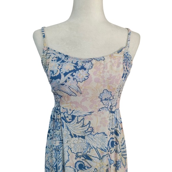 Intimately Free People Forever Yours Dress Paisley Side Slit Blue Pink Fairy M - Picture 6 of 12